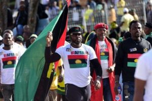 IPOB supporters gathered during previous sit-at-home protest in southeastern Nigeria; February 2026 cancellation claims circulate amid verification challenges