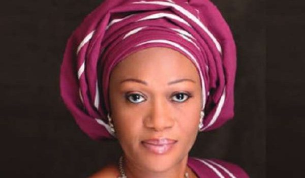 Nigeria's First Lady Senator Oluremi Tinubu speaking at podium during National Prayer Breakfast event in Washington DC, February 2026