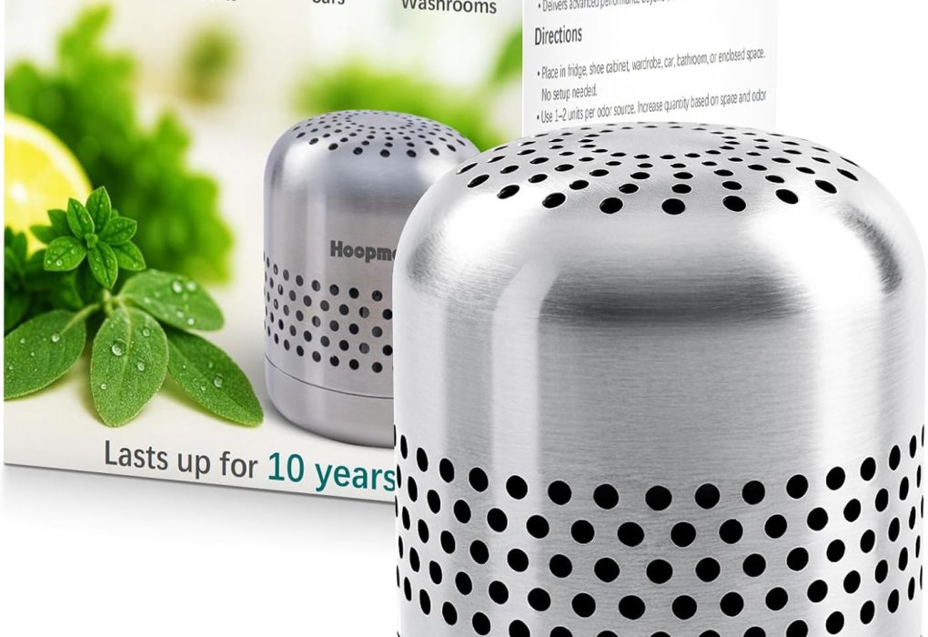 Long-lasting fridge deodorizer that lasts up to 10 years, eliminating bad odors in refrigerator, car, and closet