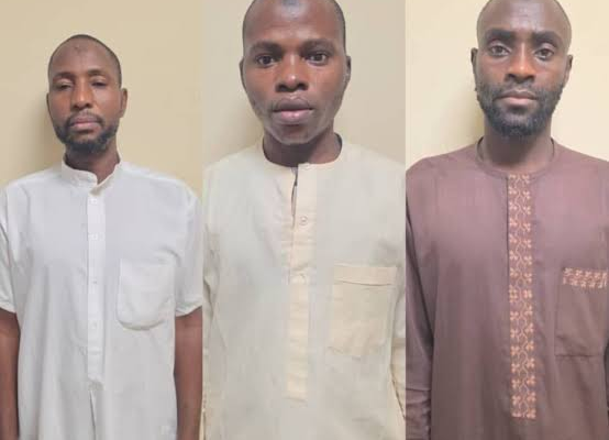 Three men arraigned in a Federal High Court over terrorism charges linked to the abduction of schoolchildren and teachers in Oyo State, Nigeria.