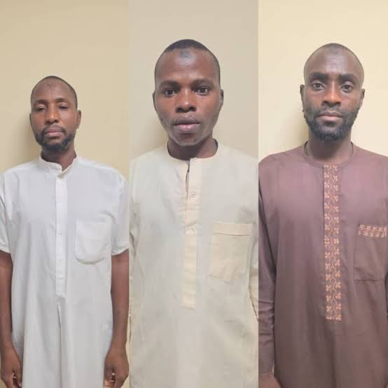 Three men arraigned in a Federal High Court over terrorism charges linked to the abduction of schoolchildren and teachers in Oyo State, Nigeria.