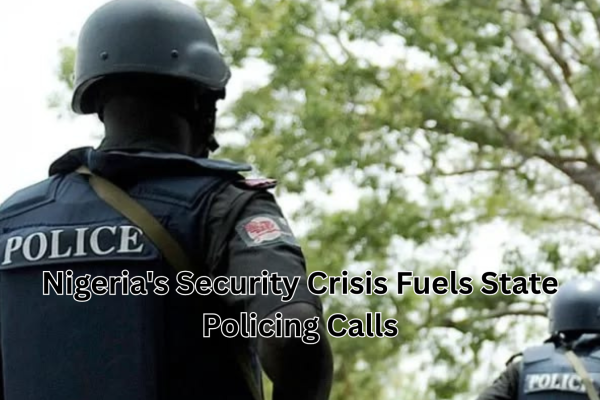 Nigerian security personnel patrolling a community following violent attacks amid growing calls for intelligence reform and state policing.