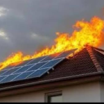 Firefighters battling a blaze caused by a solar wiring spark in a residential building in Ilorin, Kwara State.